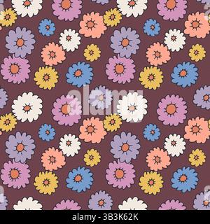 Ditsy floral seamless pattern. Hand drawn vintage backdrop with tiny pastel colors flowers. Cottagecore texture Stock Vector