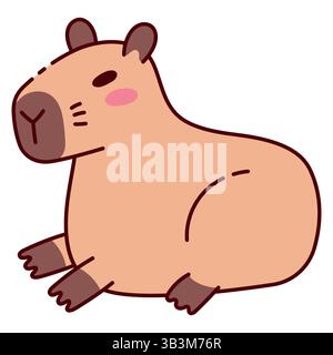 Cute Capybara Lying and Resting Illustration in Flat Style. Adorable Cartoon Animal Design, Perfect for Children's Books, Stickers, Merchandise Stock Vector