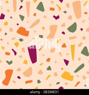 Terrazzo Seamless Pattern. Texture of Classic Italian Type of Floor Composed of Natural Stone, Granite, Quartz, Marble and Concrete Stock Vector