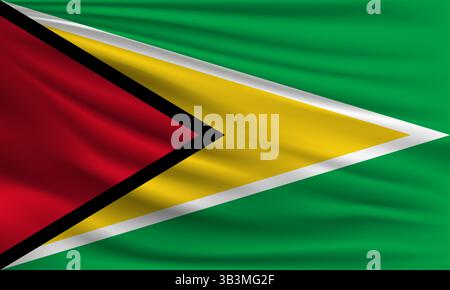 Vector flag of Guyana waving closeup style background illustration Stock Vector