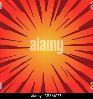 Radial orange speed lines for comic books explosion background Stock Vector