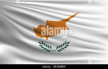 Vector flag of Cyprus waving closeup style background illustration Stock Vector