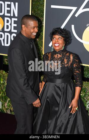 Denzel Washington & Pauletta Washington at the 75th Annual Golden Globe ...