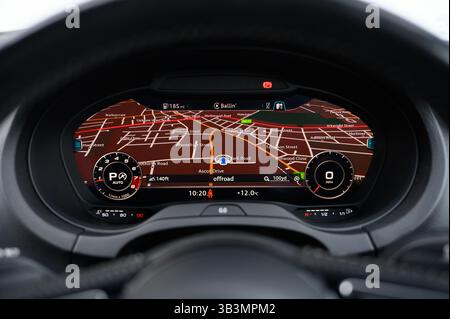 Advanced Digital Instrument Cluster with Navigation and Media Stock ...