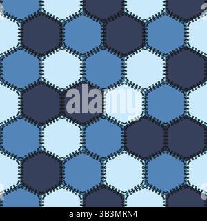 Seamless denim patchwork pattern. Vector color background. Stock Vector