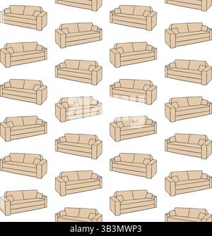 Vector seamless pattern of hand drawn sofa Stock Vector