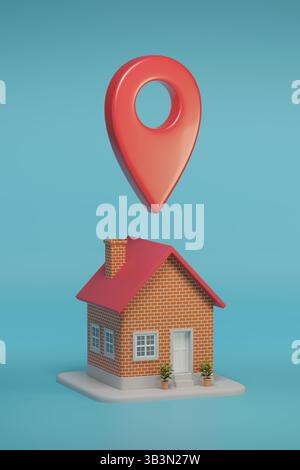 House with a pointer. Real estate concept. 3d illustration. Stock Photo