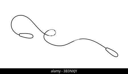 Skipping rope with curved handles and a flexible cord simple outline vector illustration, for fitness, exercise, sports-themed designs, icons, workout guides, and health-related creative projects Stock Vector
