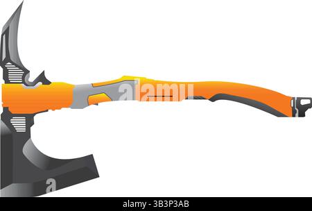 Futuristic Tactical Axe Vector - Sci-Fi Battle Axe Vector Stock Vector