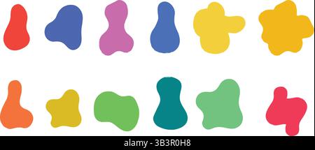 Irregular Blob Shapes Set - Abstract Organic Vector Elements in Two Rows, White Background Stock Vector