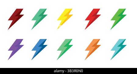 Lightning Icon Set - Electric Power & Energy Signs Vector Collection Stock Vector