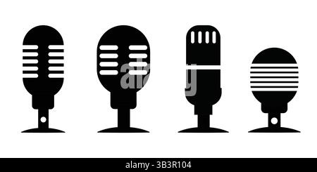 Microphone Icons Set - Karaoke, Podcast & Streaming Mic Vector Collection for Web/Mobile Stock Vector