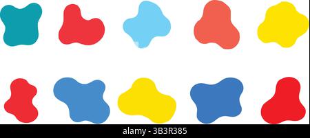 Irregular Blob Shapes Set - Abstract Organic Vector Elements in Two Rows, White Background Stock Vector