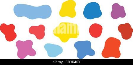Irregular Blob Shapes Set - Abstract Organic Vector Elements in Two Rows, White Background Stock Vector