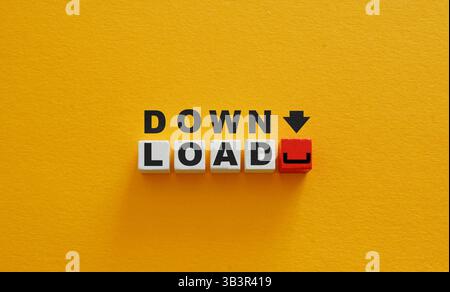 Cubes with the word download. Information transfer. Stock Photo