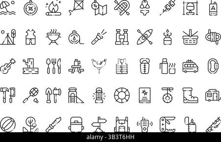 Summer camp icons Simple vector icon. Illustration symbol design template for web mobile UI element. Stock Vector