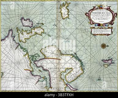 Chart of the North Sea from France to Greenland, from 19th century ...