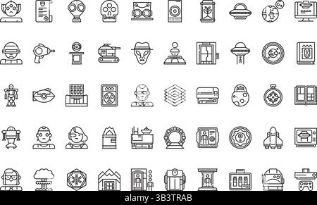 Science fiction icons Simple vector icon. Illustration symbol design template for web mobile UI element. Stock Vector