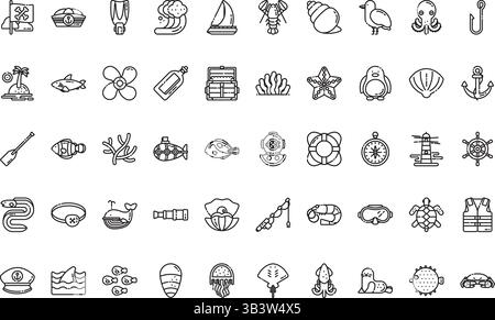 Sealife icons Simple vector icon. Illustration symbol design template for web mobile UI element. Stock Vector