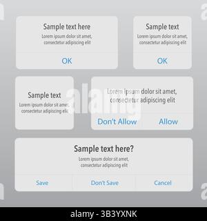 Sample information message set Stock Vector