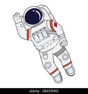 Vector illustration of cartoon astronaut in space Stock Vector