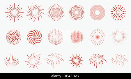 Vector graphic illustration pattern of various fireworks Stock Vector