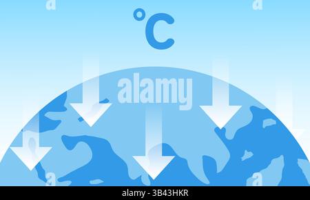 Vector concept illustration of falling temperature Stock Vector