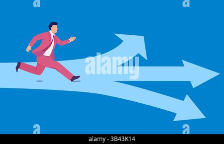Vector concept illustration of man choosing the direction to go Stock Vector