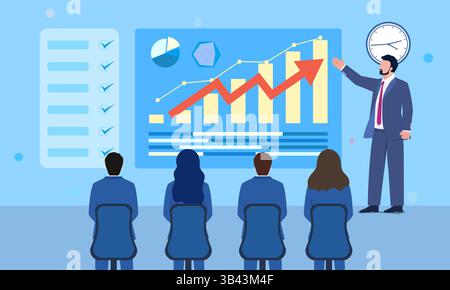 Concept illustration of a manager explaining the company's goals Stock Vector