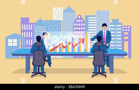 Concept illustration of discussing how to increase performance in a meeting Stock Vector