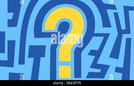 Concept illustration of a question mark in a maze, encountering difficulties in business Stock Vector
