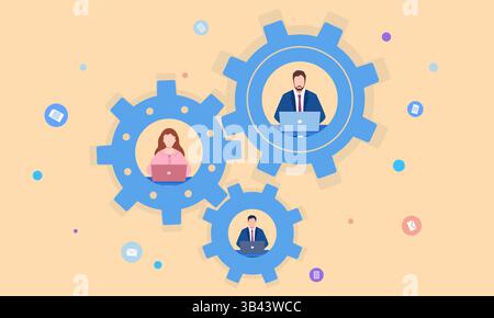 Vector concept illustration of teamwork and collaboration Stock Vector