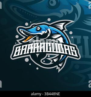 Barracuda mascot logo design vector with modern illustration concept style for badge, emblem and t shirt printing. Angry barracuda illustration. Stock Vector