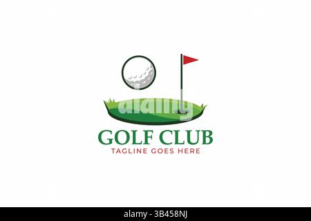 Elegant Golf Logo Highlighting Fairway, Ball Golf and Tournament Elements Minimalist Design Stock Vector