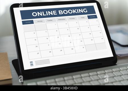 Booking Meeting Appointment Computer Online On digital tablet at office book appointment Stock Photo