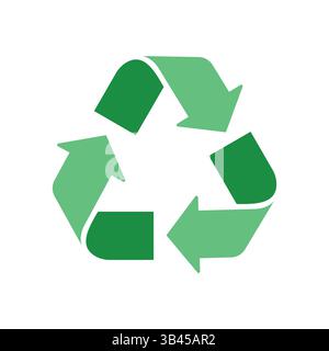 Classic green recycling icon with three arrows forming a continuous loop, symbolizing sustainability Stock Vector