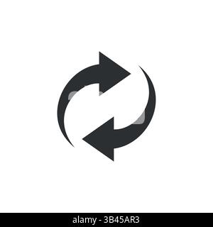 Simple black circular arrows forming a refresh or sync symbol, ideal for digital or tech concepts Stock Vector