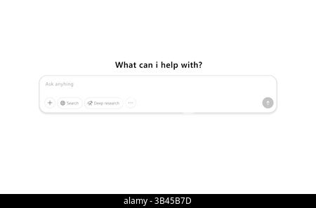 Clean and simple chatbot interface with a search bar and options for DeepSearch and Think functions. Stock Vector