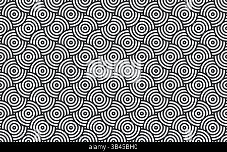 Modern circular arc design in repeating black pattern forming stylish overlapping grid Stock Vector