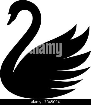 swan illustration graceful bird silhouette elegant swan image Stock Vector