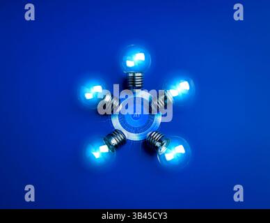 Mission plan, digital marketing assistant, business strategy with artificial intelligence concept. AI with circuit, on target icon surrounded with glo Stock Photo