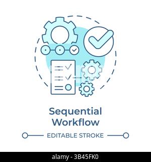 Sequential workflow soft blue concept icon Stock Vector