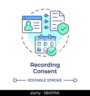 Recording consent multi color concept icon Stock Vector