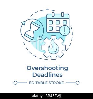 Overshooting deadlines soft blue concept icon Stock Vector