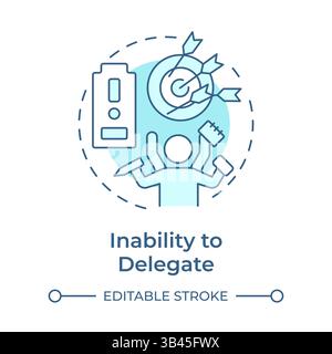 Inability to delegate soft blue concept icon Stock Vector