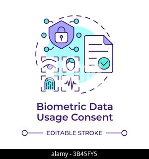 Biometric data usage consent multi color concept icon Stock Vector