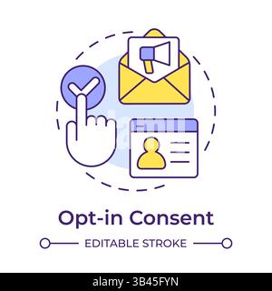 Opt in consent multi color concept icon Stock Vector
