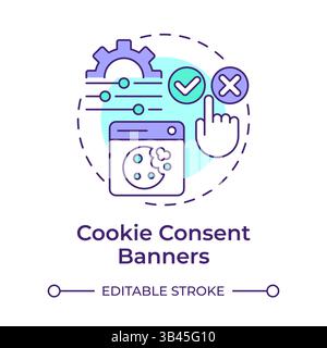 Cookie consent banners multi color concept icon Stock Vector