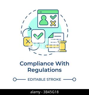 Compliance with regulations multi color concept icon Stock Vector