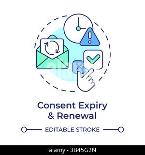 Consent expiry and renewal multi color concept icon Stock Vector